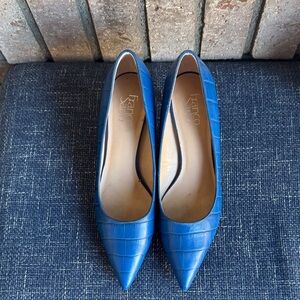 Franco Sarto Blue Croc-Patterned Heels